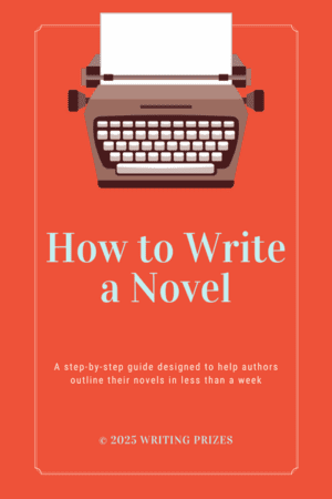 How to write a novel step by step — guide to outline your novel in less than a week featuring a typewriter from Writing Prizes