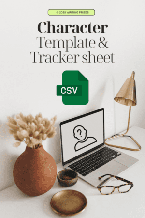 Character template sheet — CSV character tracker and template for organizing novel characters from Writing Prizes