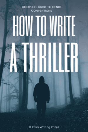 How to write a thriller — complete guide to genre conventions featuring a shadowy figure in fog from Writing Prizes