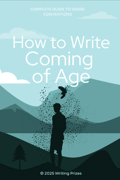 How to write coming of age — complete guide to genre conventions featuring a young figure overlooking mountains from Writing Prizes